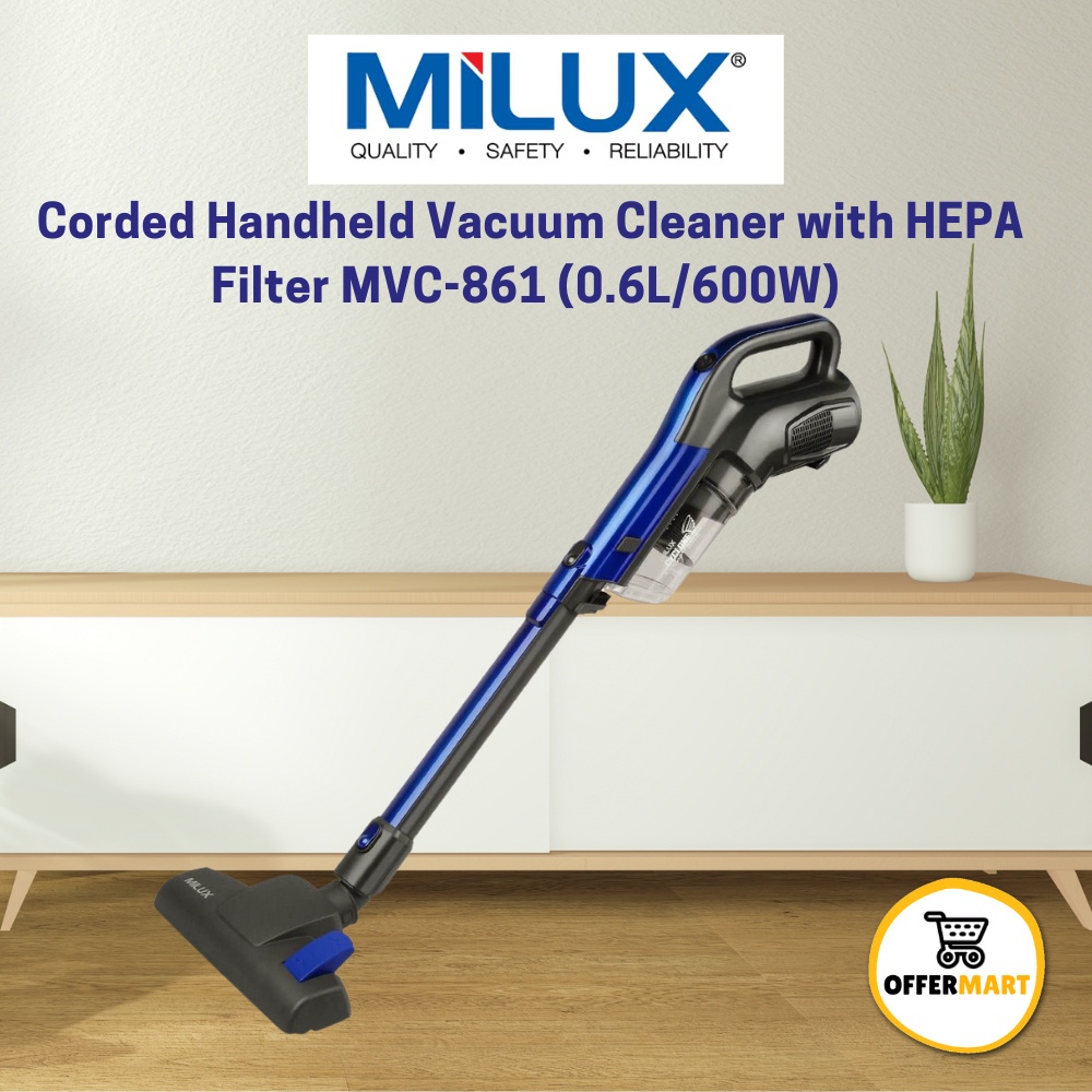MILUX Corded Handheld Vacuum Cleaner with HEPA Filter MVC861 (0.6L