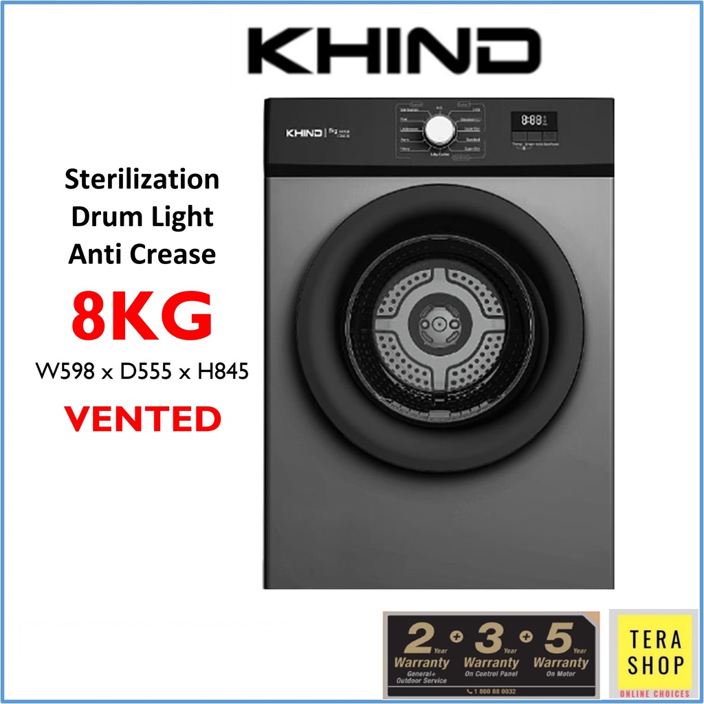 Khind CD619 / CD819 Vented Clothes Dryer 8KG Pengering Baju