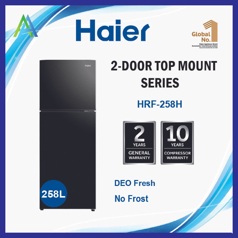 HAIER 2 Years Warranty 258L 2 Door Refrigerator Peti Sejuk 2 Pintu Top