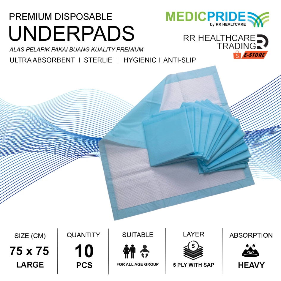 Medicpride Disposable Underpad 5 Layer 75cm x 75cm 10pcs | Shopee Malaysia