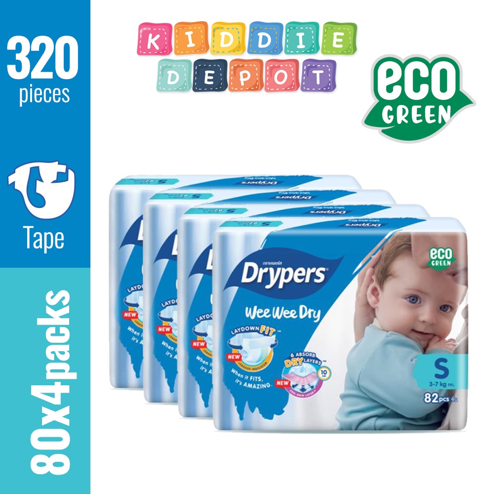 Drypers Wee Wee Dry S80 x 4 packs (320 pcs) (Ready Stock / Stok Sedia