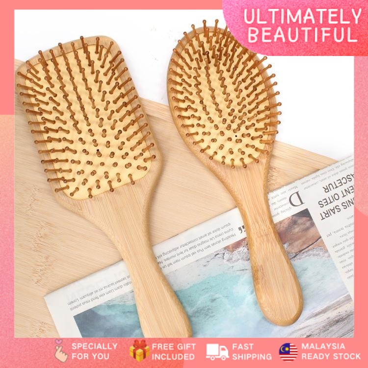 [Ready Stock] Ultimately Beautiful Natural Wooden Comb Bamboo Scalp Massage Hair Growth Hair Comb Hair Brush 气垫梳子