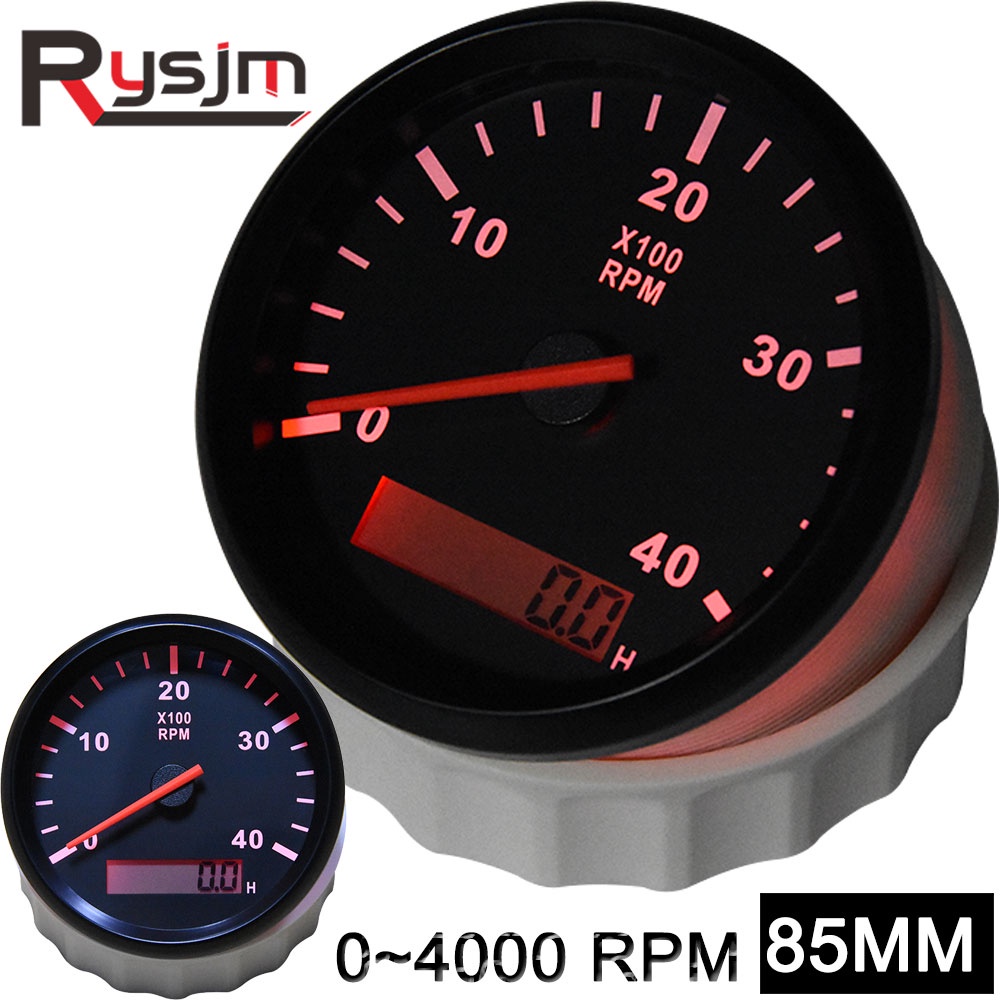 85mm Car Tacho Sensor Marine with LCD Hourmeter Digital 4000 RPM Meter Motorcycle Tachometer for