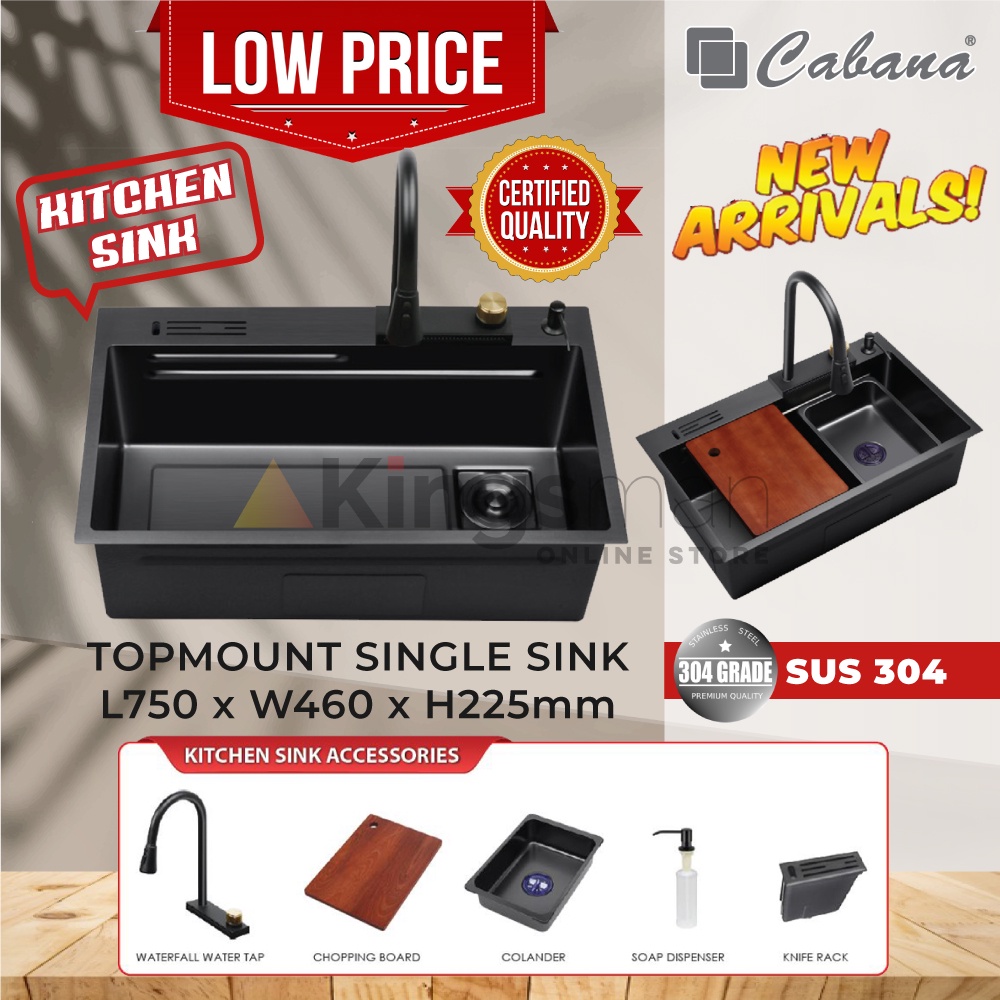 [Kingsman] Cabana Multifunction Kitchen Sink Undermount Topmount Single