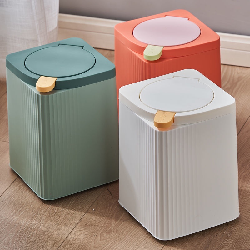 Press the bin with cover Straw bedroom living room light Trash Can with ...