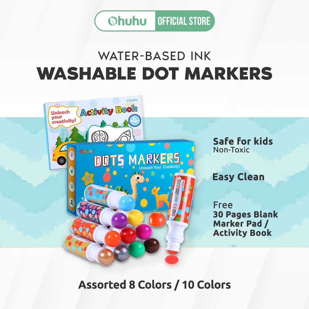 Ohuhu NonToxic WaterBased Washable Dot Markers for Toddler (8/10