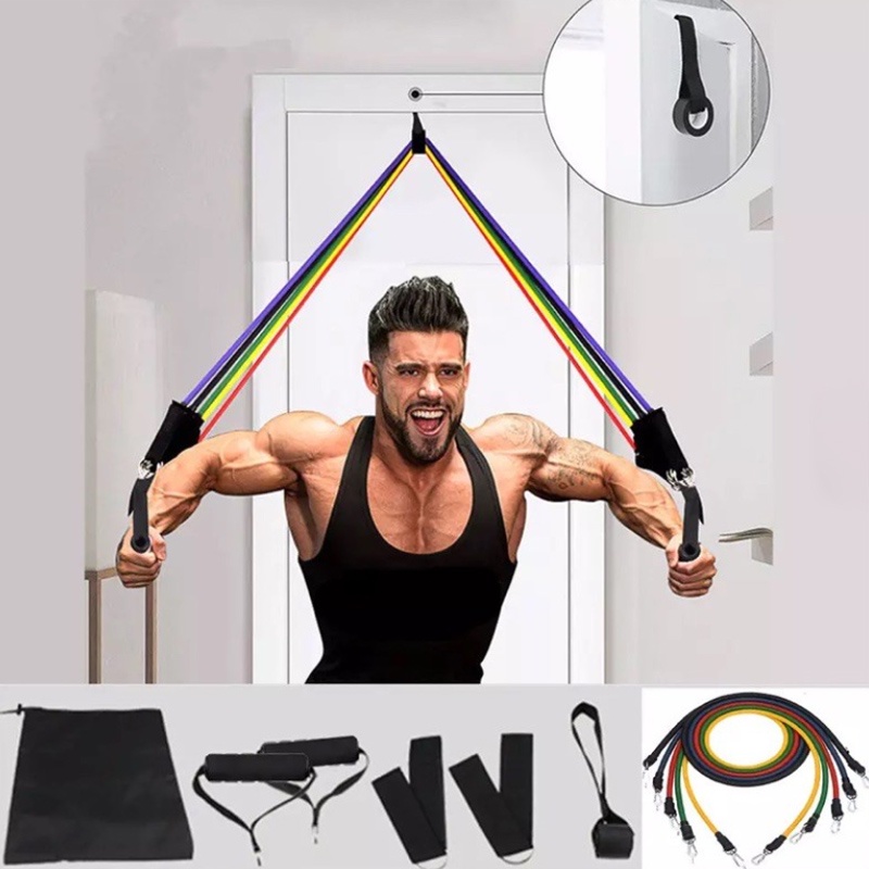 11 Pcs Resistance Band  Rubber Pull Band Set Gym Yoga Fitness Shoulder Power Resistance Band Sports