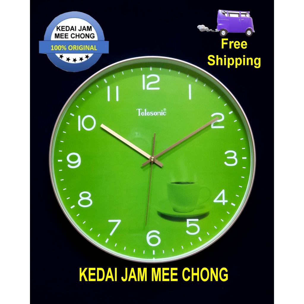 [Clock] 100 ORIGINAL Telesonic Q07366 Green Dial With A Cup Fashion
