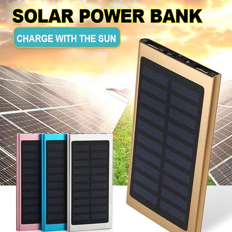 Solar Power Bank 30000mah External 2 USB LED Power Bank Portable Mobile