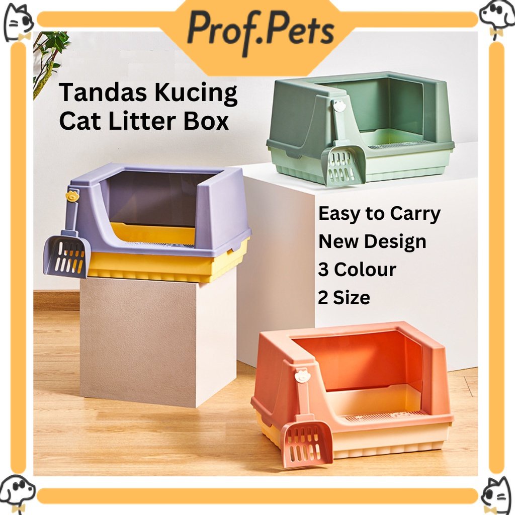 Cat Litter Box Tandas Kucing Luxury Semi Opened Litter Box Semi Cover