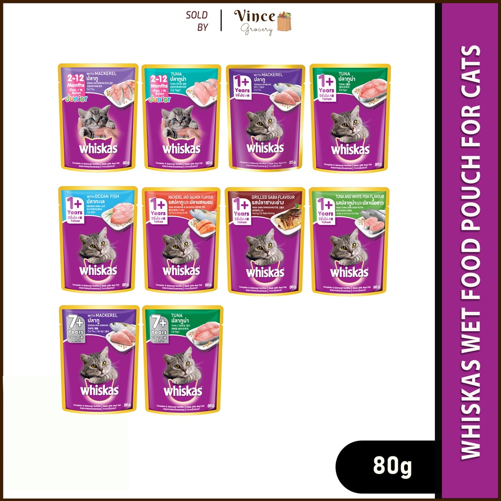 WHISKAS Wet Cat Food Pouch · Makanan Kucing Basah 80G Cat Food