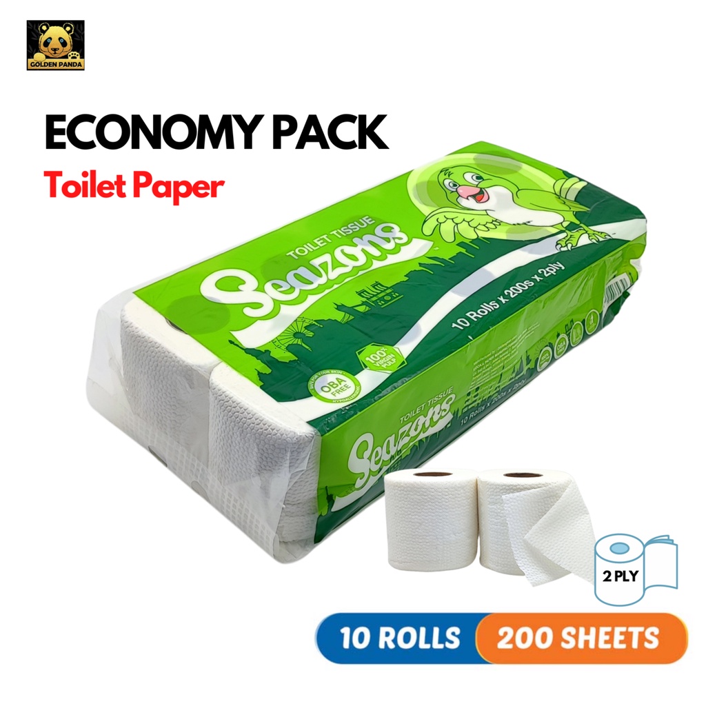 Seazons Economy Pack Toilet Tissue Roll / Pulp Paper 2ply 10 Rolls Per