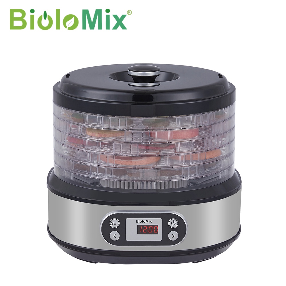 BioloMix BPA FREE 6 Trays Food Dryer Dehydrator with Digital Timer and Temperature Control for Fruit Vegetable Meat