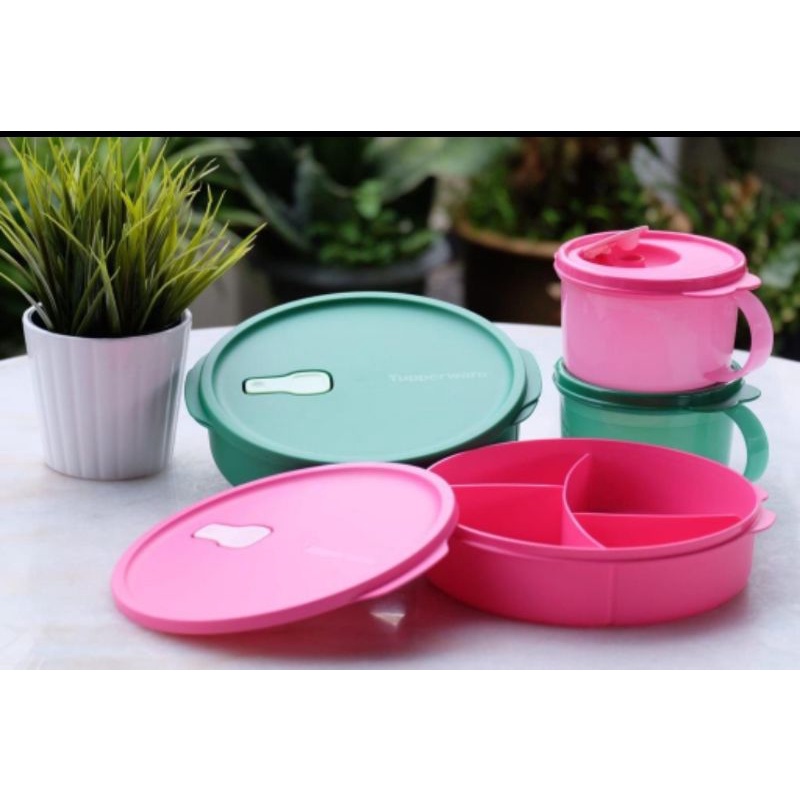 Tupperware microwaveable divided lunch set & crystalwave soup mug ...