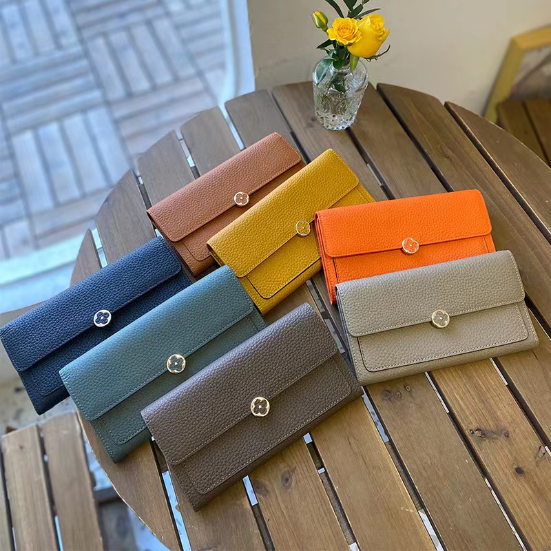 Women's wallet 2022 new full leather long wallet cross-border cowhide women's long clip leather handbag magnetic buckle