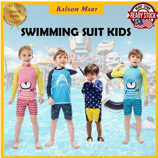 Baju Renang Budak Swimming Suit Kids Boy Girl Swimwear Swimsuit 2-12 ...
