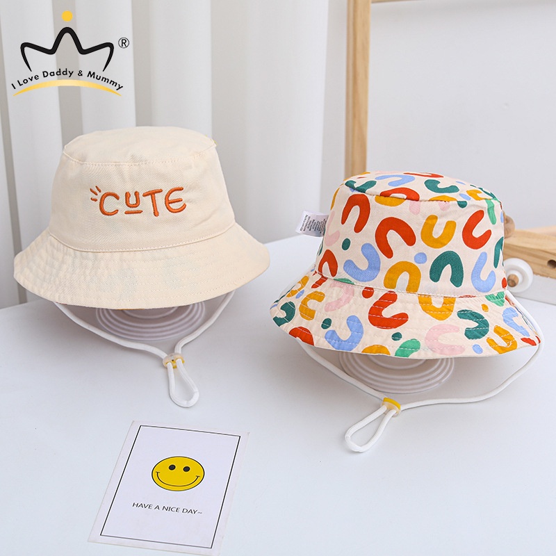 Double Side Children Hat Fashion Letters Wear Cap Spring Summer Baby Boy Fisherman Hat Boys Girls Flat Top Basin Hat