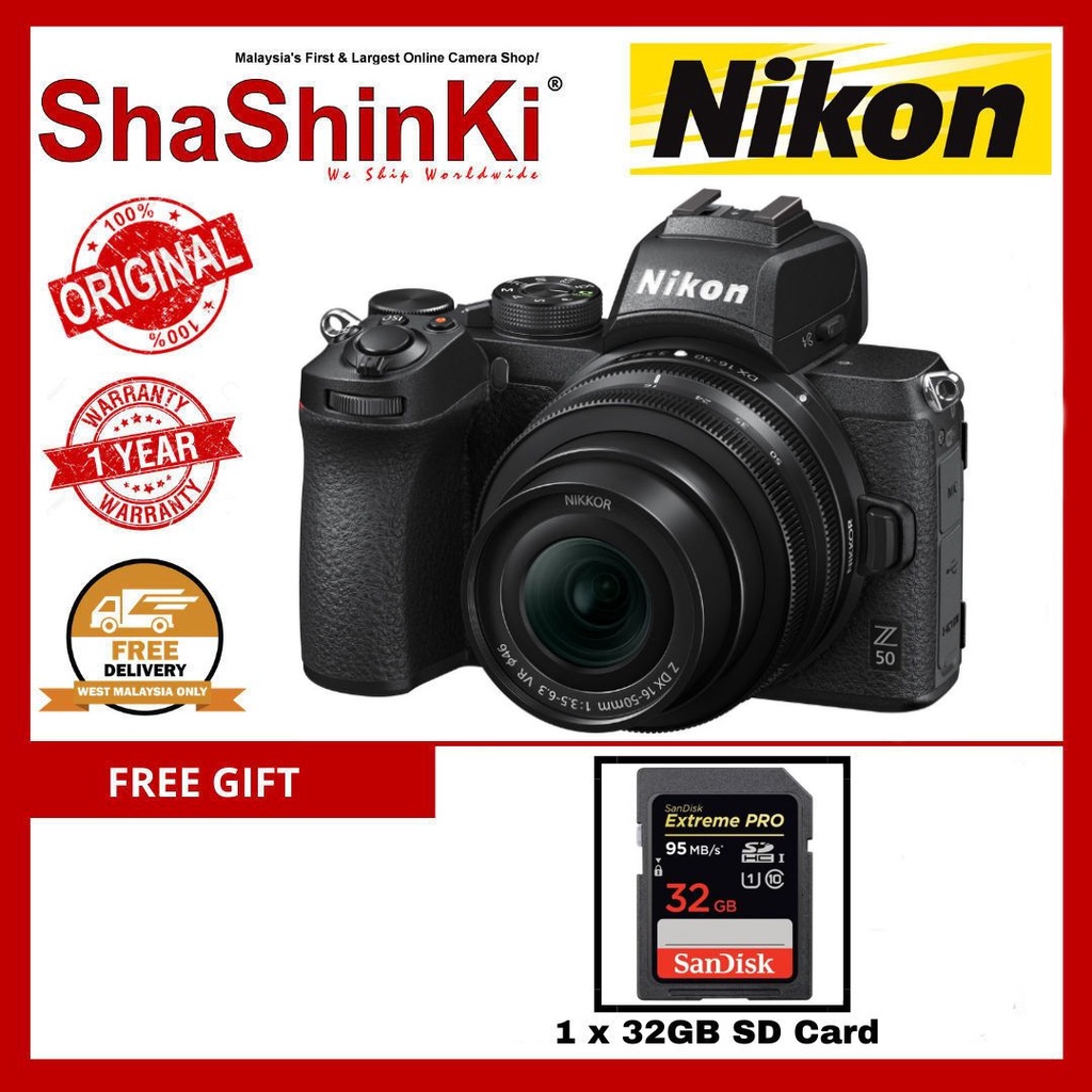 Nikon Z50 Mirrorless Digital Camera with 1650mm Lens (Free Sandisk