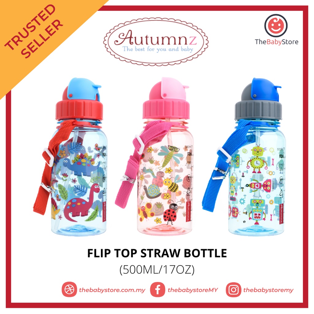 Autumnz Flip Top Straw Bottle Kids/botol minuman straw/botol minum ...