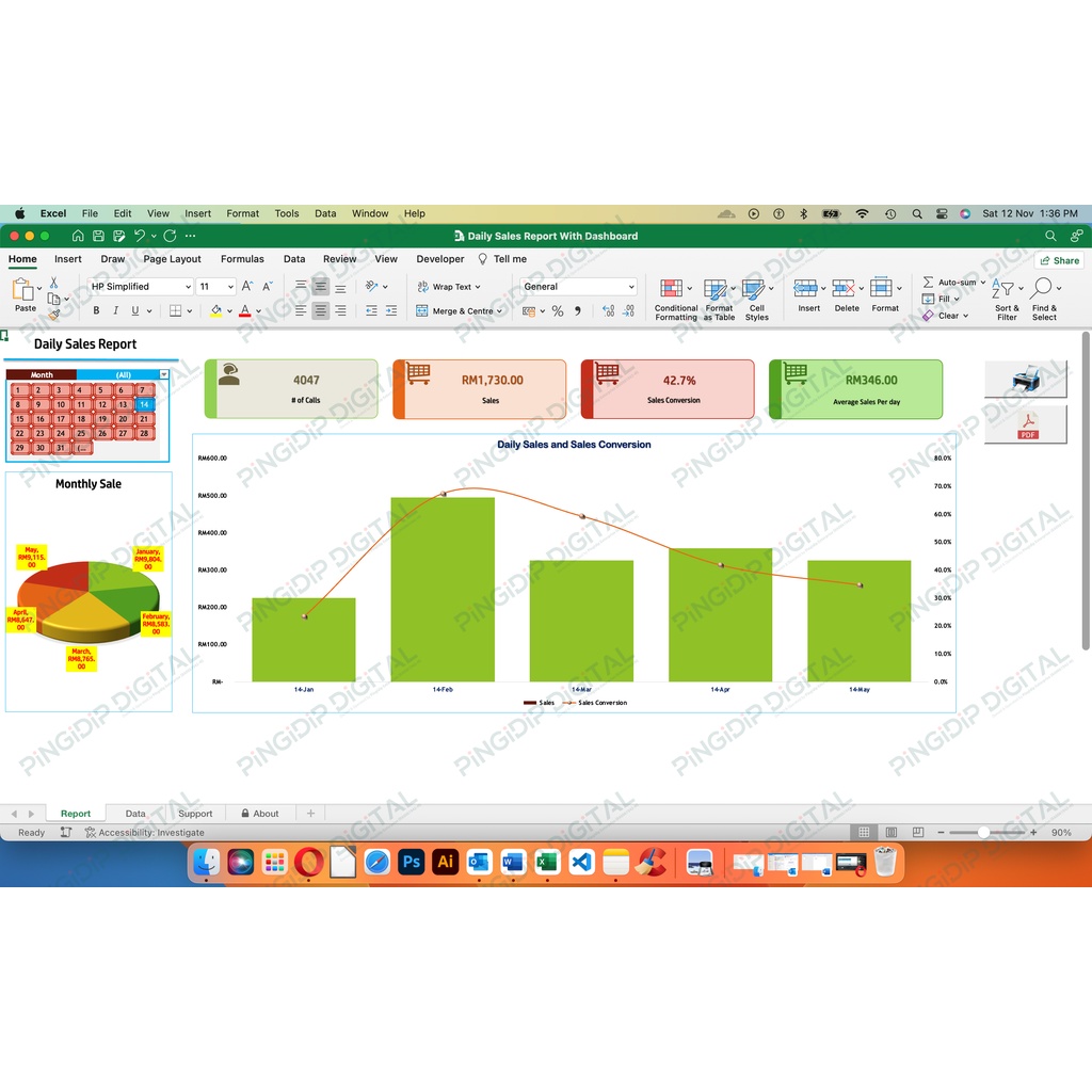 Daily Sales Report With Dashboard | Shopee Malaysia