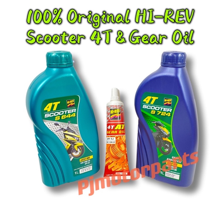 4T 100 Original HiRev HIREV Hi Rev Scooter S724/S644 & Gear Oil Hitam