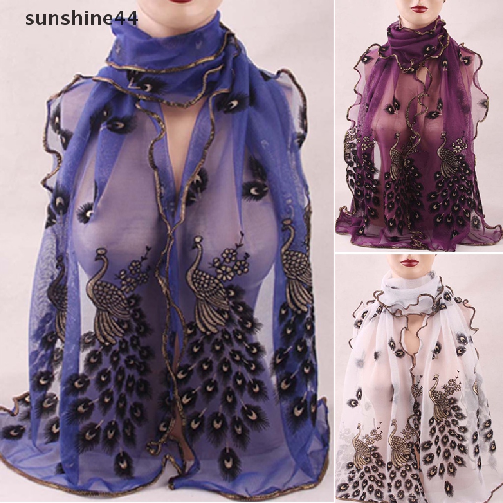 shine New Women Chic Peacock Scarf Long Soft Scarf Wrap Scarves Vintage Stylish Shawl shine