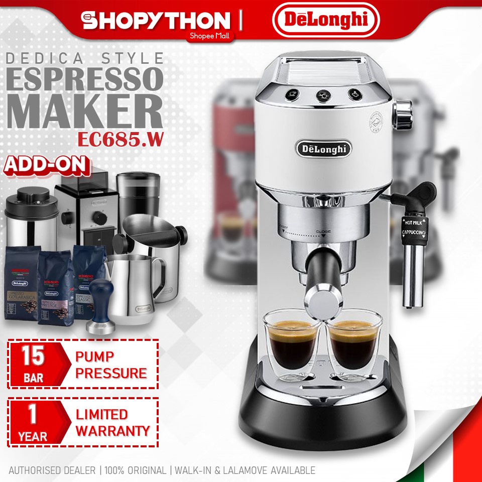 DELONGHI Dedica Style Pump Espresso EC685.W Elegant White (1.1L/1300W