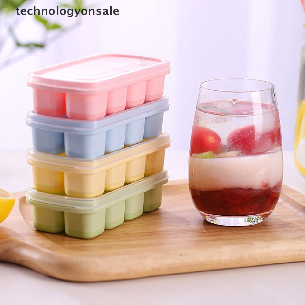 [technologyonsale] 8 Grids Silicone Ice Cube Tray Mold With Clear Cover Summer Mould Fruit Maker Boutique