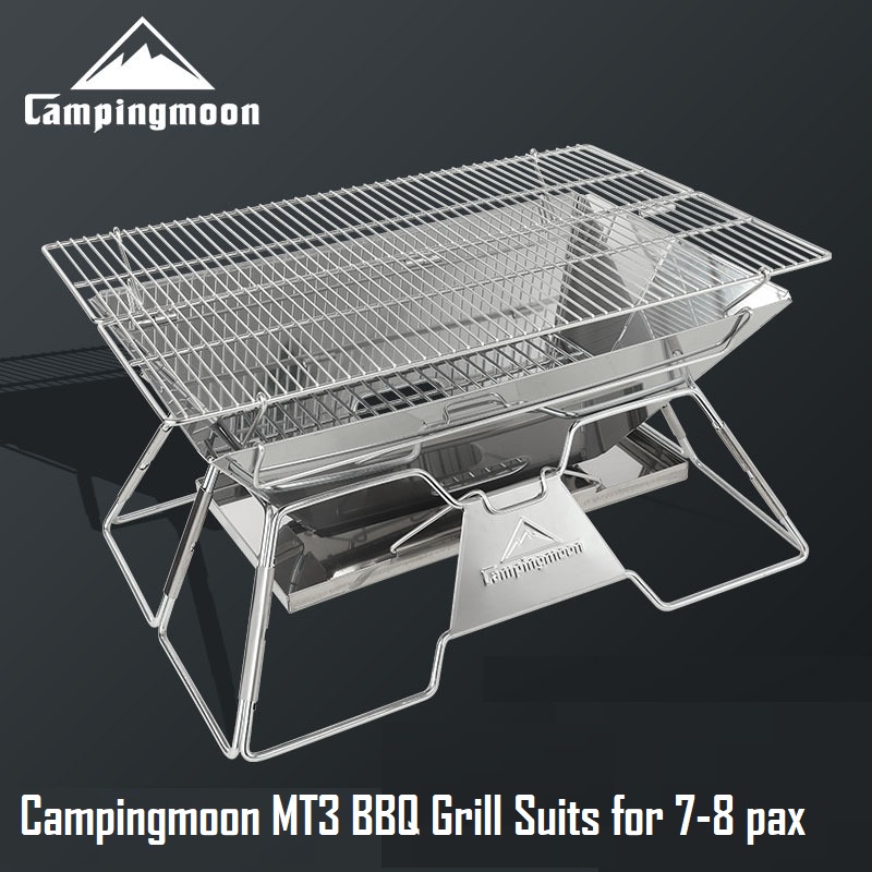 Camping Moon MT3 Foldable Grill Barbecue Pit Stove Stainless Steel BBQ