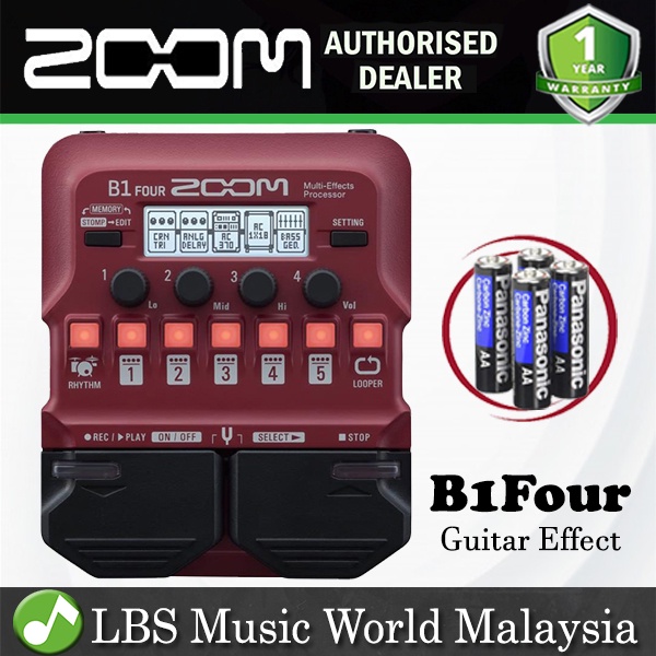 Zoom B1X FOUR Bass Multi Effects Processor with Expression Pedal Guitar