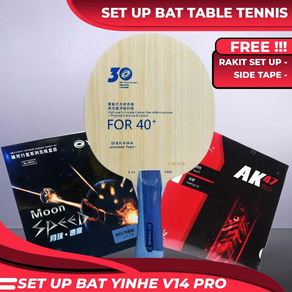 Yinhe V14 Pro ALC Moon Speed Palio AK47 Red Table Tennis Setup Pingpong 