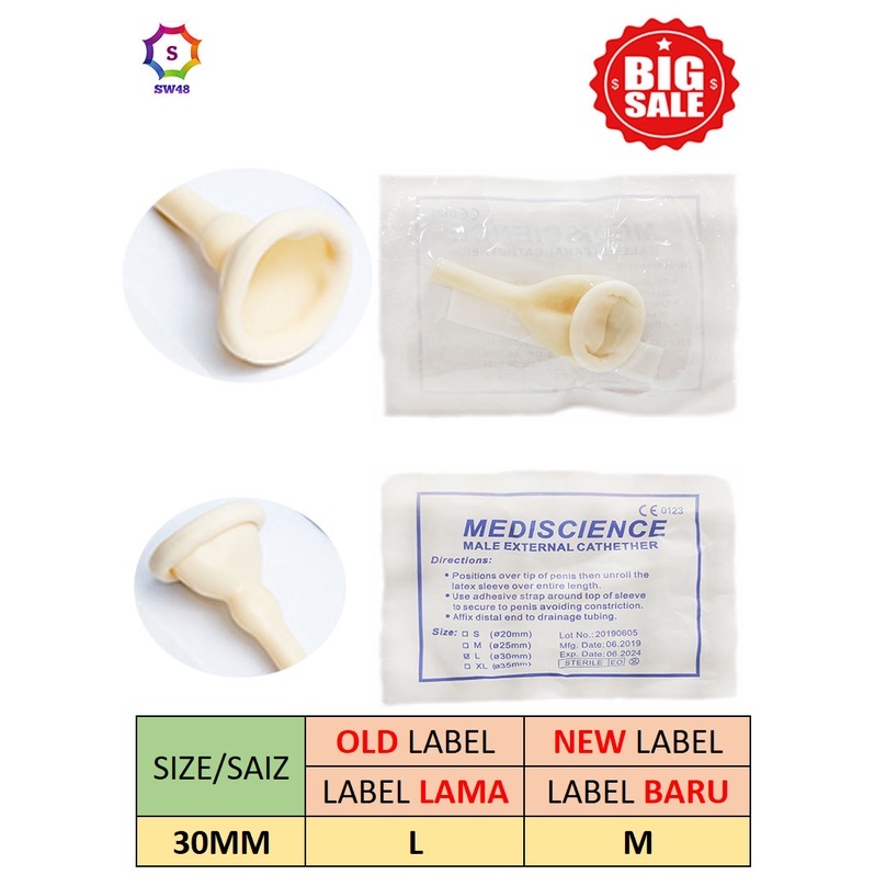 MEDISCIENCE Male External Catheter (uridrop/condom catheter) M30MM or