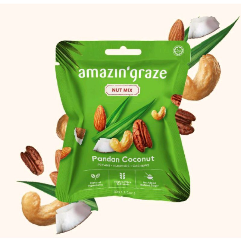 (HOT SALESEXP 4/11/23)AMAZING GRAZE Pandan Coconut Nut Mix 30G