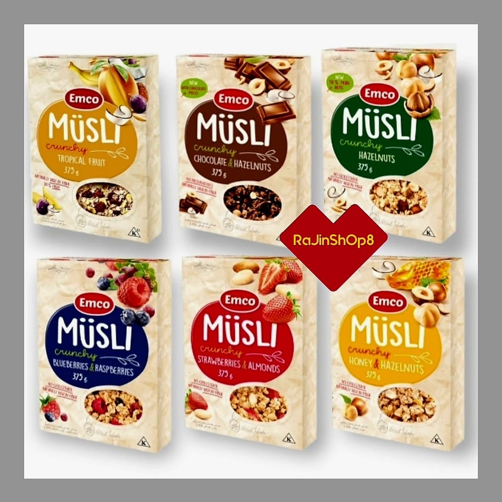 EMCO Crunchy Musli Cereal Blueberries Raspberries / Tropical Fruits