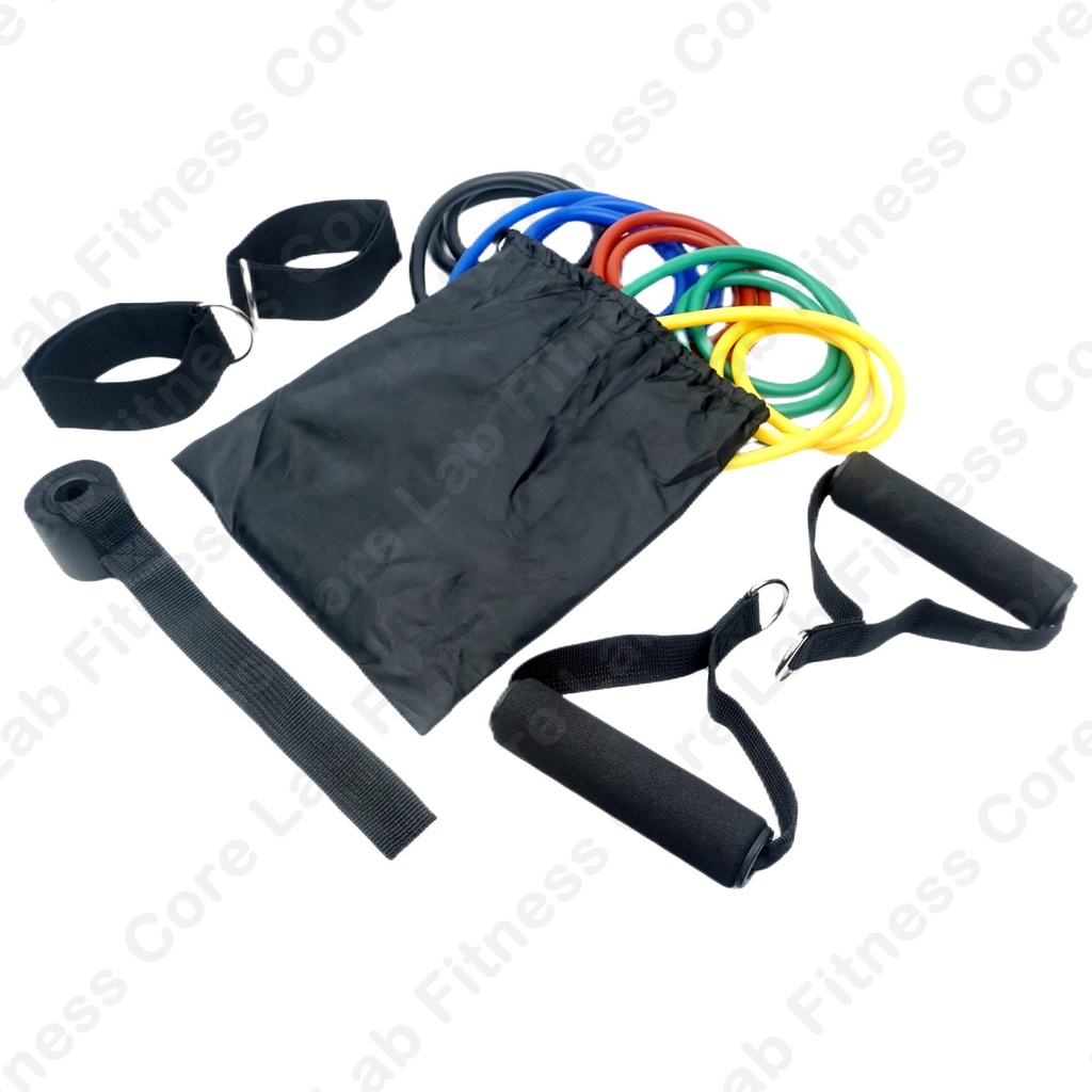 【CoreLab】 11PCS 11PC Elastic Resistance Bands Band Set Gym Kit Stretch Latex Yoga Fitness Pull Rope Straps Exercise Home