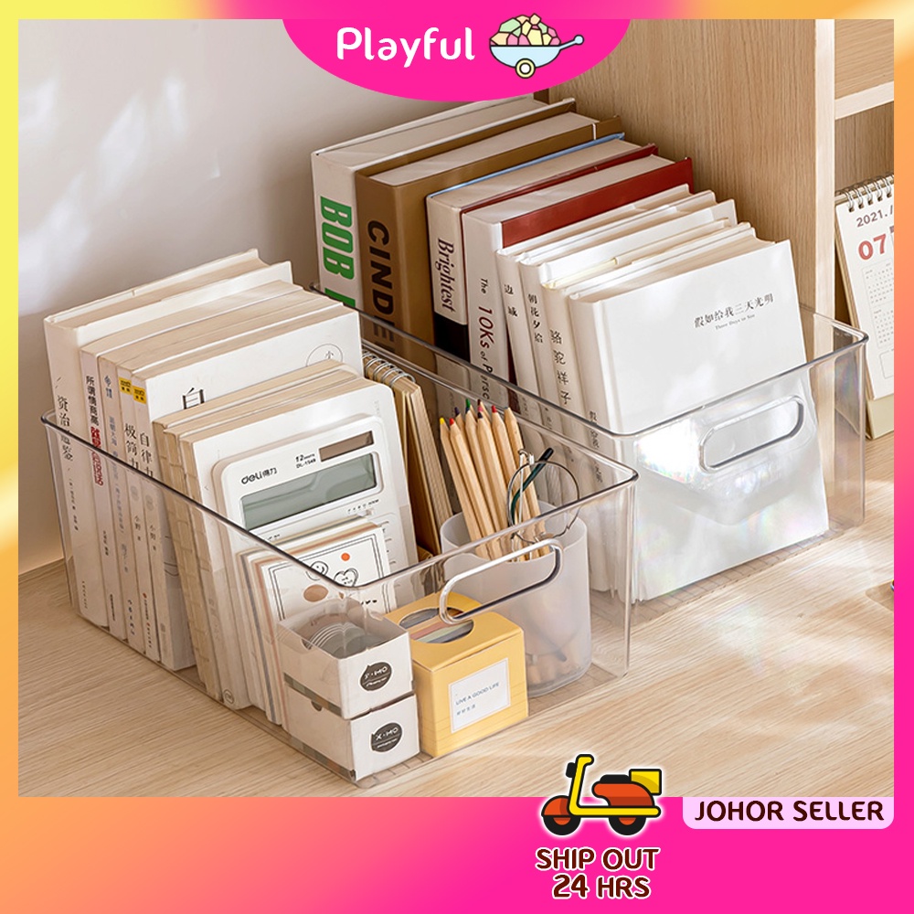 【PLAYFUL】Multipurpose Desktop Portable Cosmetic Storage Box Acrylic Document Sundries Holder Stackable Organizer