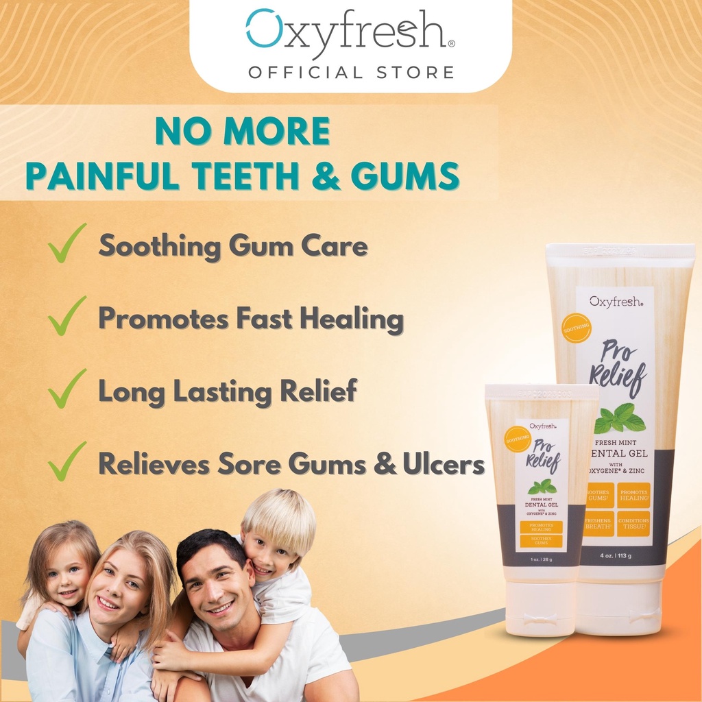 Oxyfresh Pro Relief Fresh Mint Dental Gel to Soothe Sore Gums, Ulcers ...