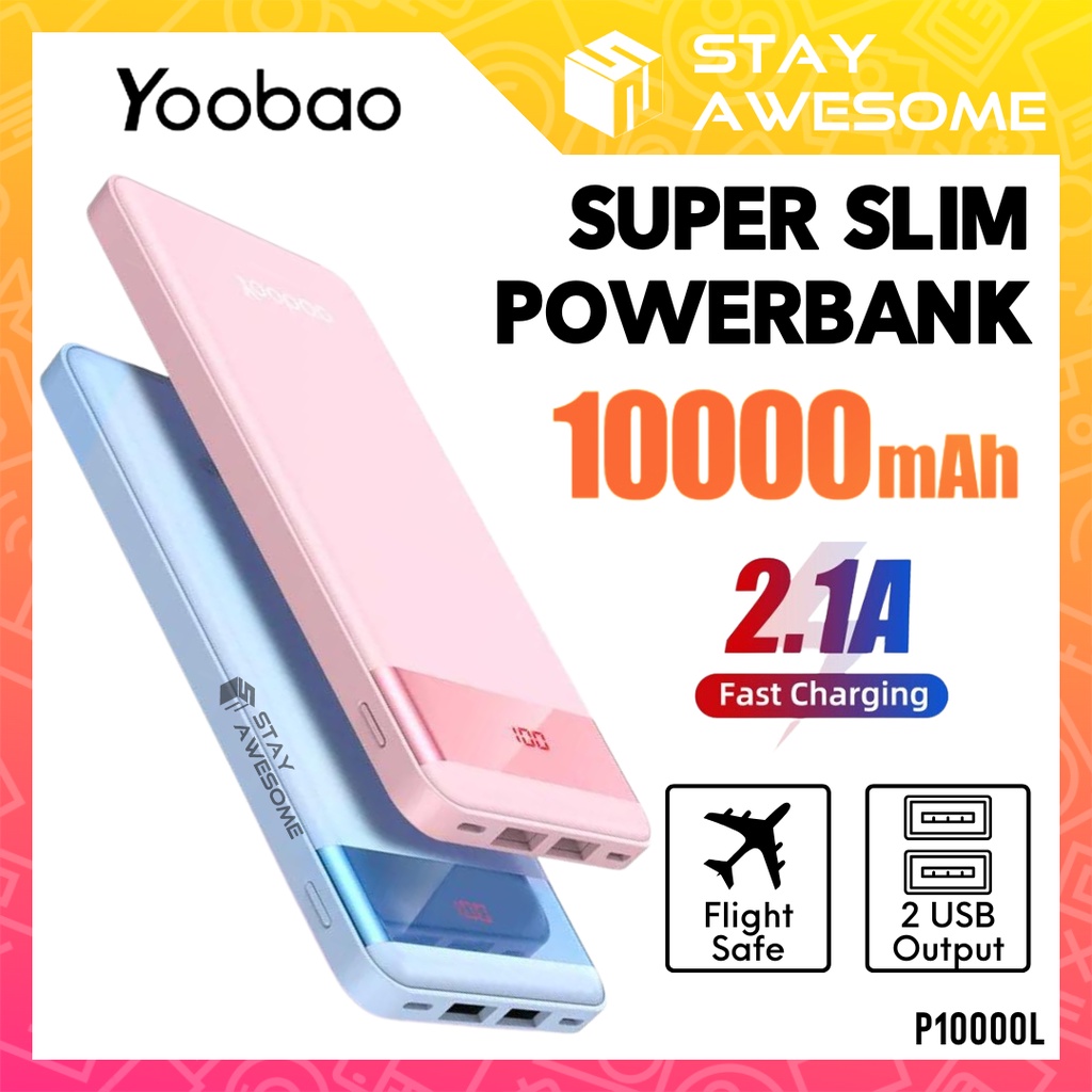 YOOBAO Powerbank 10000mAh Powerbank Slim Powerbank Type C Input 2.1A