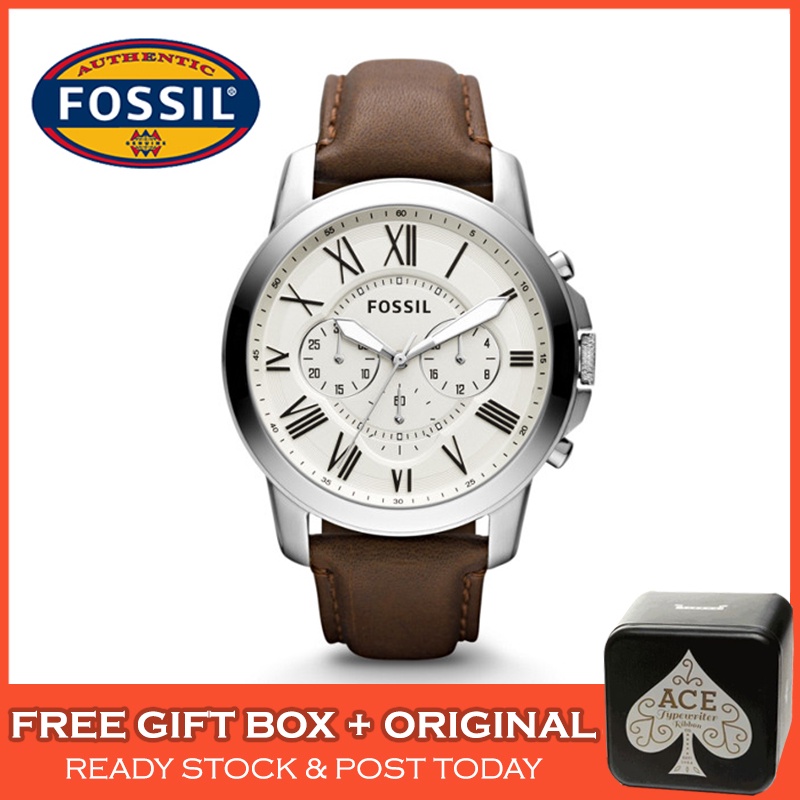 [100% ORIGINAL] Fossil FS4735 Men's Grant Chronograph Brown Leather ...