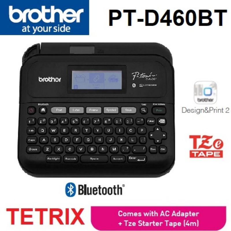 Brother PTD460BT Handheld PTouch Labelling Machine Bluetooth USB PC