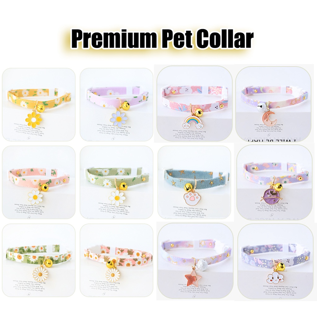 [Safety Buckle] Premium Cat Collars Coloful Adjustable Breakaway Safe Lock Necklace Tali Leher Kucing Rantai Dog Rabbit