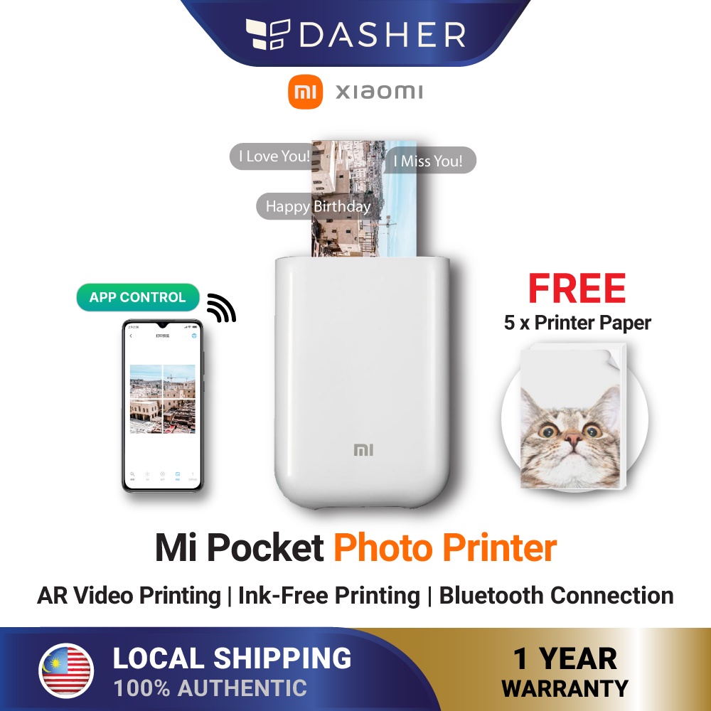 Xiaomi Mi Pocket Photo Printer AR 400dpi With DIY Share Mini Picture ...