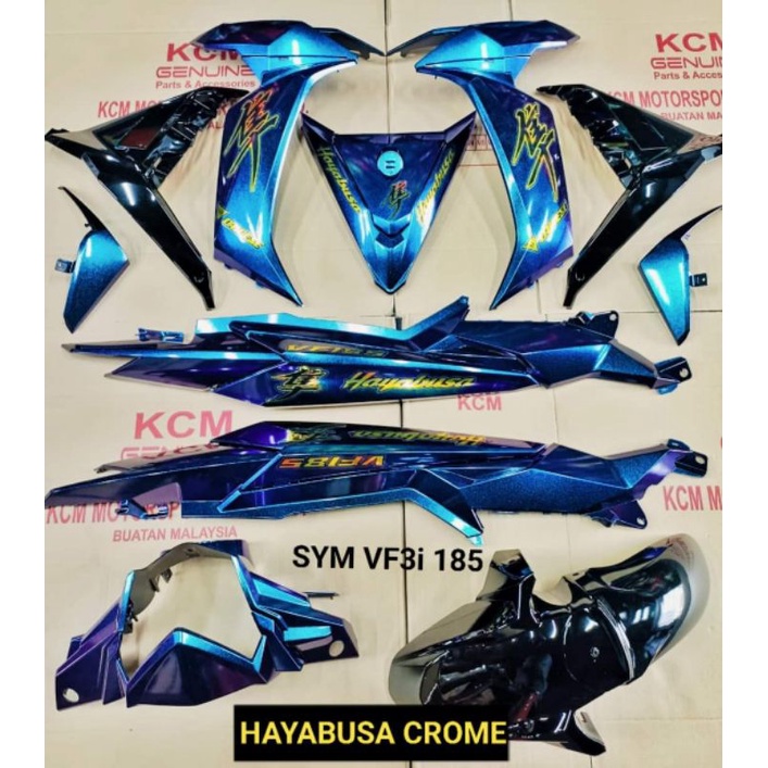 COVERSET SYM VF3i CHAMELEON BLUE HAYABUSA CHROME | Shopee Malaysia