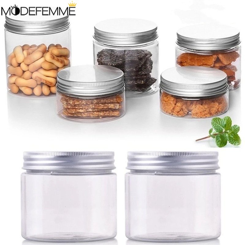 Jewelry Cosmetic Storing Container Stationery Pigment Storage Box Spice Honey Oil Preserve Bottle Aluminum Cap Clear Sealed Tank Cookie Nuts Oat Snack Jar