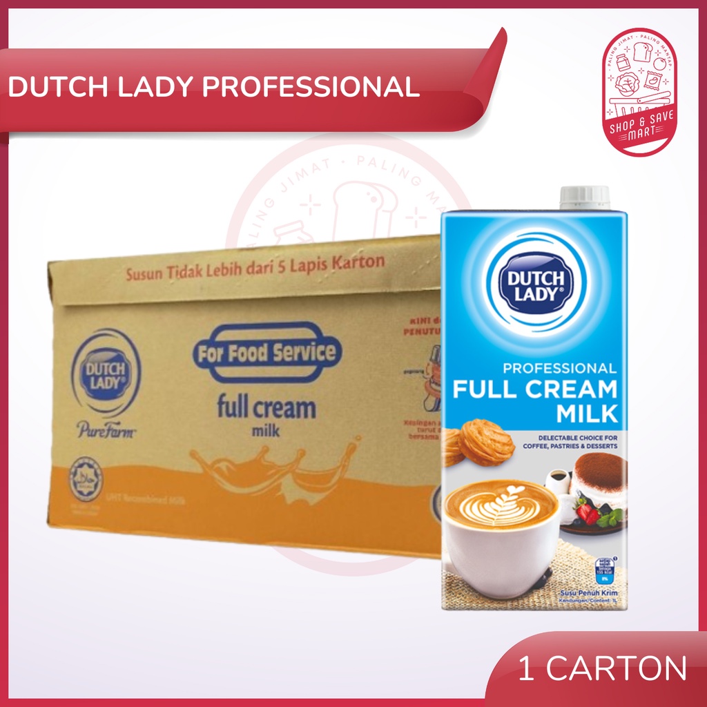 Dutch Lady Professional Full Cream Milk UHT [Halal] 1 carton (12x1L