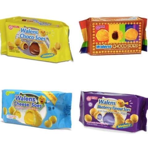 Nissin WALENS CHOCO SOES 100gr SUS Dry Filled With CHOCOLATE Crispy PASTA Delicious BLUEBERRY CHEESE CHOCOLATE Snacks Kids Snacks Biscuits Cake Wafers Brownies Cardboard Boxes