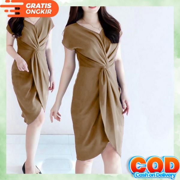 Casual Midi Dress Korean Style Dress Trendy Girl's Dres Chinese New Year Dress Contemporary Christmas Dres Looks Korean Style Latest Girl's Dres Invitation Party Dress Isf Dress Kaura Mosscrepe Premiu