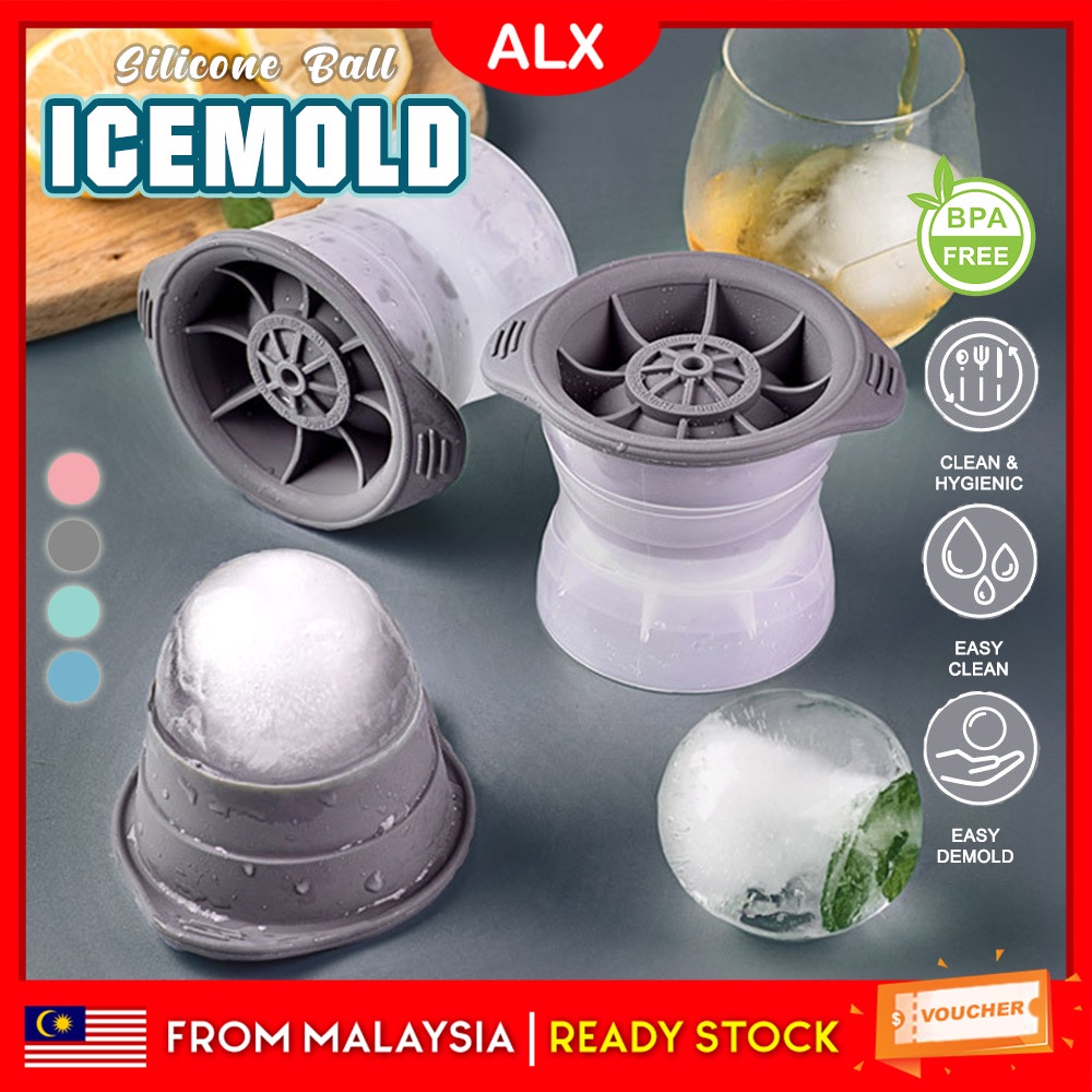 ALX 200mL BPA-FREE Large Ice Ball Cube Mold Silicone Ice Maker Whiskey Ice Ball Maker Round Ice Box Acuan Bebola Ais冰球模