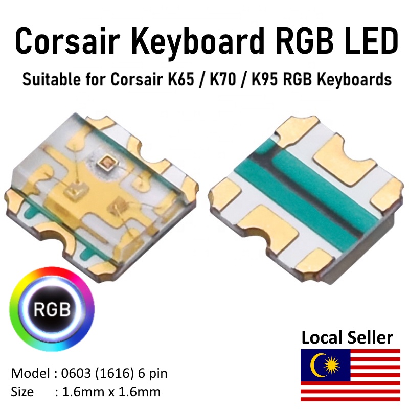 Corsair Keyboard SMD RGB LED 6 pin 0603 (1616) for K65 K70 K95 RGB DIY ...