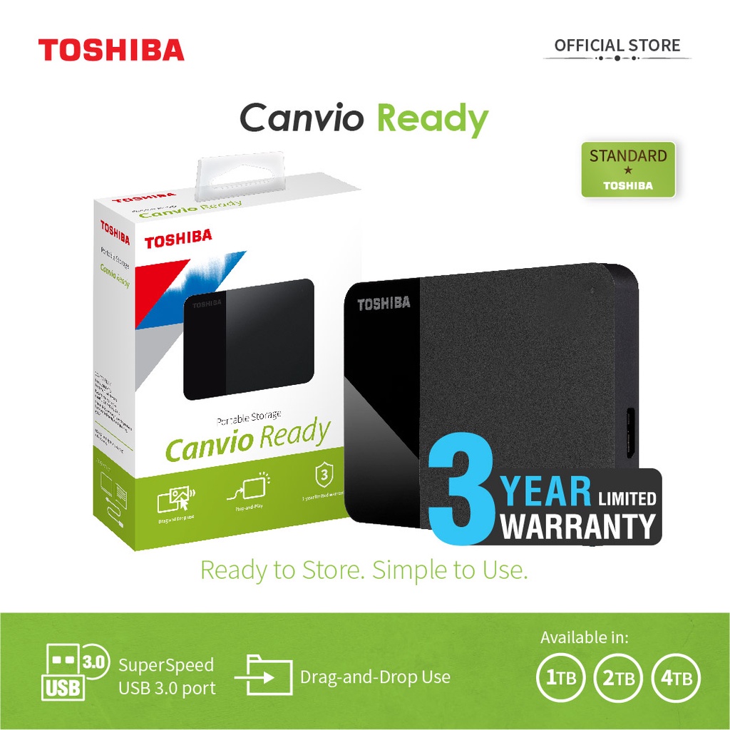 Toshiba Canvio Ready USB 3.2 Portable Hard Drive (1TB/2TB/4TB) | Shopee ...